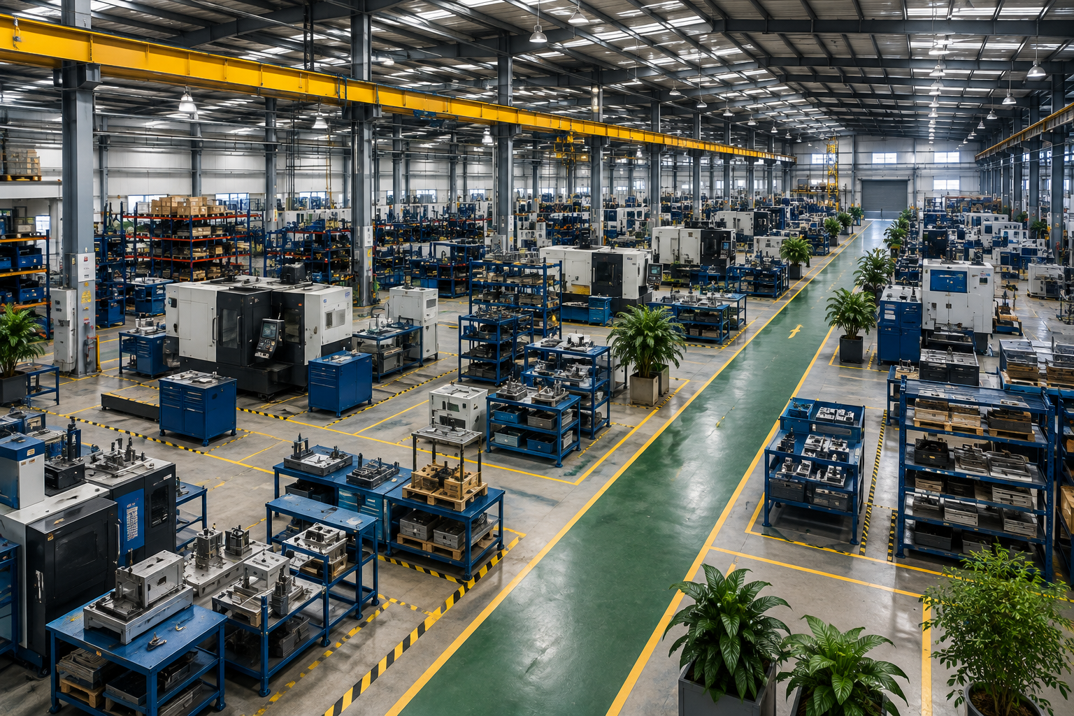 Modern factory layout planning showing optimized production workflow, machinery placement, and efficient industrial facility design by ITV Projects.